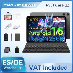 Teclast P30T Hülle 10,1 Zoll Tablet Ai Gemini Android 16 16 GB (3 GB + 13 GB Erweiterung) RAM 128 GB ROM T7250 8-Core All-in-One Tastatur/Hülle/Maus/Stylus/Kopfhörer/Tablet-Ständer