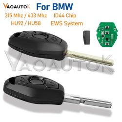 EWS System 3-Tasten-Fernbedienungsschlüssel für BMW 330 325 525 E38 E39 E46 X3 X5 Z3 Z4 1/3/5/7 Serie ID44 Chip 315/433MHz HU58 HU92