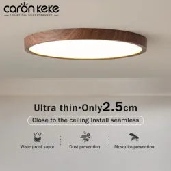 Moderne LED-Deckenleuchte, kreisförmig, ultradünn, Holzmaserung, Walnuss, dekoratives Licht, Schlafzimmer, Esszimmer, Wohnzimmer, Innenbereich, Heimleuchte