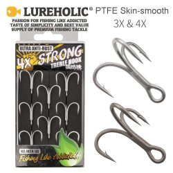 LUREHOLIC 3X 4X Superstarke Drillinge Super Slide Coated und Ultra Anti Rost Coated zum Köderfischen Süßwasser-Meeresangeln