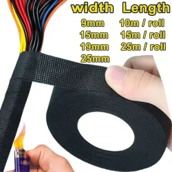 Isolierband, Auto-Verkabelung, Stoffband, 9 mm/15 mm/19 mm/25 mm, Klebebänder, hitzebeständig, Auto-Kabelbaum, Kabel-Organizer