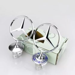 1 Stück 44mm 3D Metall Blau Chrom Stern Motorhaube Logo Emblem Abzeichen für Mercedes Benz AMG W202 W203 W204 W208 W210 W220 W221