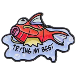 Emaille-Anstecknadeln 'TRYING THE FISH' Fisch-Brosche Cartoon-Metallabzeichen Dekoration Medaille Kleidungsbrosche Niedliche Accessoires Dekorationen Geschenk