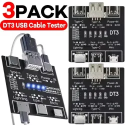 1-3 Stück DT3 USB-Tester Datenkabel-Detektionsplatine für iOS Android Micro Type-C Kurzschluss-Ein-Aus-Schalttest-Platinenwerkzeug