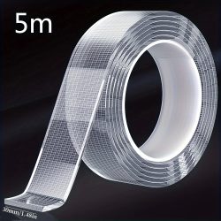 5 m ultrastarkes doppelseitiges Nano-Klebeband ? transparent, abnehmbar und wasserdicht ? robuster, extra Klebestreifen für endlose Nutzung
