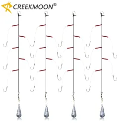 5er-Pack Hochkarbon-Stahl-Angelschnur mit 5 Einzelhaken, Wirbelködern und Bleigewichten für Meeresangeln ? Pesca 3 # -13 #