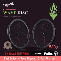 Tagoola Wave Carbon Laufradsatz 700C Rennrad 50mm Tiefe Scheibenbremse 36T Ratchet-Nabe Leichtgewichtige Carbonfaser-Rennräder 21mm Innenbreite 28mm Außenbreite Tubeless Ready Hookless Clincher