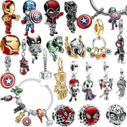 Neue Spider-Man Marvel DC Joker Charm-Perlen Anhänger Passend für Original Snake Silber Armband Halskette Perlen für DIY Schmuck Frauen Geschenk