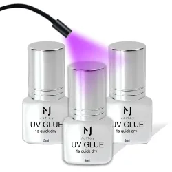 JOMAY UV-Kleber Wimpernkleber Extra Stark Wimpernverlängerungszubehör UV-Kleber 5ML Wasserfester Klebstoff 3 Flaschen