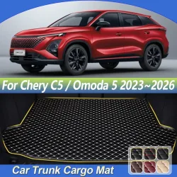 Leder-Kofferraummatte für Omoda 5 Chery C5 E5 2023 2024 2025 2026 Schmutzabweisende Laderaum-Aufbewahrungsmatte Teppich Auto-Zubehör
