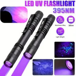 395 nm UV-Stift-Taschenlampe, Schwarzlicht-Taschenlampe mit Clip, tragbarer Detektor für Hotel-/Haustier-Urin-/Bettwanzen/Camping (AAA-Batteriebetrieben)
