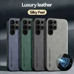 Luxus Ledertasche für Samsung S26 S25 S24 S23 Ultra S25 FE A17 A16 A57 A56 A37 A36 5G Abdeckung mit Metallplatte Unterstützung Auto halten