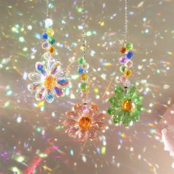 Kristall-Sonnenblumen-Sonnenfänger zum Aufhängen, Weihnachten, Kristall-Fenster-Sonnenfänger für Herbst, Regenbogen-Maker, für drinnen und draußen, Garten, Geschenk