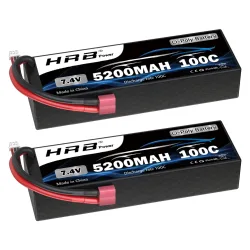 1/2 stücke HRB 2S 7,4 V 5200 mah Lipo Batterie 100C RC Auto Batterie mit T Deans stecker Hard case Batterie für RC Auto Lkw Tank 1/10 1/12