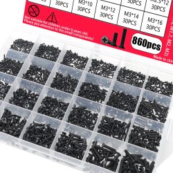 860-teiliges Miniatur-Computer-Schraubenset, Miniatur-Brillenschrauben M1,2 M1,4 M1,7 M2 M2,5 M3, elektronische Schrauben für PCs und Laptops