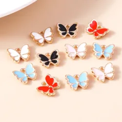 10 Stück 11 x 14 mm bunte Emaille-Schmetterlings-Charms für DIY-Schmuckherstellung, Basteln, Tier-Charm-Anhänger aus Halskette, Ohrring, Armband