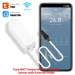 Tuya WiFi Temperatur Feuchtigkeit Sensor Mit Externe Sonde für Smart Home Hygrometer APP Überwachung Für Pflanzen Aquarium Weingut