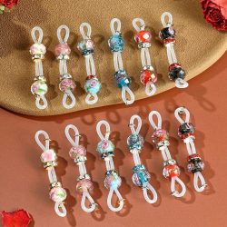 1 Paar gefälschte Brustwarzenringe ? verstellbare Brustwarzenringe für den täglichen Gebrauch ? 8 mm Glitzerperlen |   Rose Sexy Non Pierce Faux Barbells