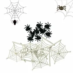 Mini-Bausteine 9 Stück Spinnen 5 Stück Spinnweben MOC DIY Kreative Tier-Wald-Dekoration Lehrreiche Geburtstags- und Halloween-Geschenke