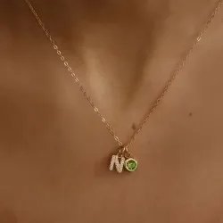 Individuelle A-Z Initialen-Halskette für Frauen mit personalisiertem Geburtsstein-Anhänger, Edelstahl-Choker, Schmuckgeschenk