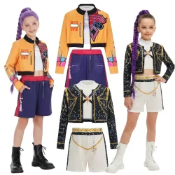 Mädchen Tanzoutfit 3-teiliges Set Halloween Cosplay Top Jacke Rock Shorts Koreanisches Rollenspiel Sänger Show Bühnen-Performance Kostüm