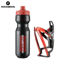 ROCKBROS Fahrrad-Wasserflaschenhalter + Wasserflaschenhalter, 2-teiliges Set ? 750 ml Sportwasserflasche + integrierter geformter Wasserflaschenhalter