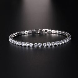 Luxus Hiphop Iced Out 4mm Zirkonia Kristall Tennis Armbänder Für Frauen Männer Gold Farbe Silber Farbe Armband Kette schmuck