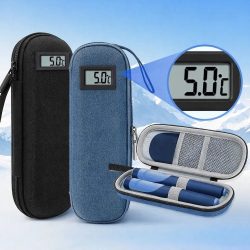 Oxford-Stoff Insulin-Kühltasche Insulin-Fläschchen-Schutz Thermometer-Anzeige Insulin-Fläschchen-Aufbewahrungsbox Wasserdicht