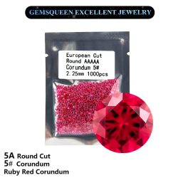 5 #   Rubinrote Korundperlen, kleine Größe, 1 mm ~ 3 mm, rund, Brillantschliff, synthetischer Korund, Rubin, lose Steine für die Schmuckherstellung