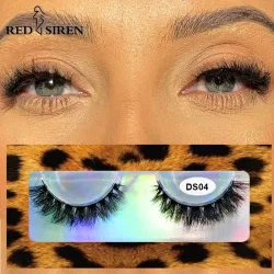 RED SIREN, Tierversuchsfreie, flauschige Nerzwimpern, hochwertige C/D-Locken, weiche, dünne Volumenstreifenwimpern, natürliche Nerzwimpern