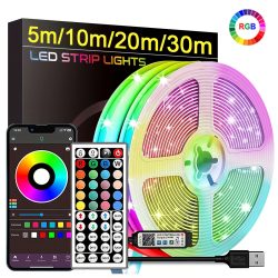 RGB-LED-Streifenlichter, 5 m, 10 m, 20 m, 30 m, LED-Raumlicht mit APP-Steuerung, flexibles Band, Luces-LED-Band für Zimmer, Schlafzimmer, Dekoration