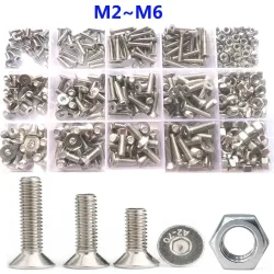 Innensechskantschraube M2 M2,5 M3 M4 M5 M6 DIN7991 Edelstahl 304 Innensechskant Innensechskant Flachsenkkopfschraube und Mutternensatz