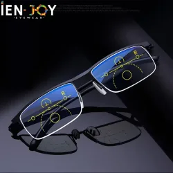 IENJOY Intelligente multifokale progressive Lesebrille, halber Rahmen, Anti-Blaulicht-Brille mit automatischer Anpassung und doppeltem Verwendungszweck