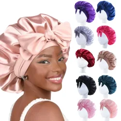 2026 Neue Seiden-Schlafhaube für Damen, Satin-Schlafmütze mit Bindeband, Lockenhaube, Schalwickel für lockiges Haar, Schönheitspflege