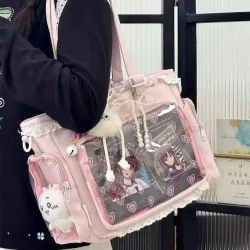 Neue Y2K süße japanische Ita Tasche Lolita Mädchen transparente Schultertasche große Kapazität Umhängetasche Casual Bag DIY Display Handtaschen