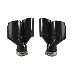 Auto Carbon Faser Glänzend Schalldämpfer Spitze Y Form Doppel Ausgang Auspuffrohr Schalldämpfer Düse Dekoration Universal Edelstahl Schwarz