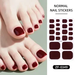 22tips Baking Free Fußnagel-Sticker Wraps Einfarbige Vollabdeckung Nagellackstreifen Sommer Selbstklebende DIY Fußdekorationsstreifen