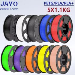 JAYO 3D PETG/PLA/PLA PLUS Filament 1,75 mm PLA Filament 5 Rollen für Bambu FDM 3D Drucker Ordentlich gewickeltes 3D-Druckmaterial für 3D