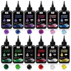 UV-Harz, 12-Farben Transparentes UV-Harz, Geruchloses UV-Farbhars mit Geringer Schrumpfung, Lebendige Farben, UV-Harz Bastelset