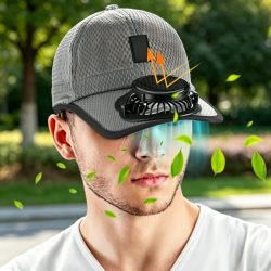 Solar-USB-wiederaufladbarer Ventilator-Hut, atmungsaktive Sommerkappe, Anti-UV-Baseballkappe für Wandern, Angeln, Outdoor-Sport, Vatertagsgeschenk