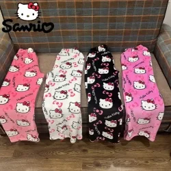 Sanrio Hello Kitty Pyjamahose aus weichem Flanell mit weitem Bein, bedruckt, lässige Homewear für Damen, zum täglichen Schlafen und Entspannen