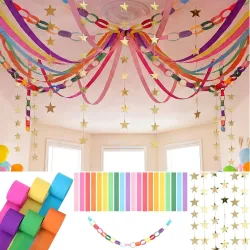 DIY Regenbogen-Papierketten-Girlande, Bastelpapierstreifen mit Doppelseitigem Klebeband, Dekorationsmaterial für Zuhause, Klassenzimmer, Geburtstag, Feiertage