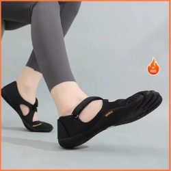 Fünfzehenschuhe für Damen mit verstellbarem Schlaufenriemen - Flache Barfuß-Minimalistische Schuhe für Wandern Yoga Fitnessstudi