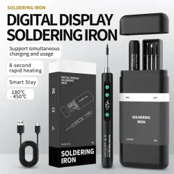 JCD Kabelloser Lötkolben Tragbar 180-450 ° C Einstellbare Temperatur, eingebauter Akku mit 3-Spitzen-Lötwerkzeug-Set USB-5134