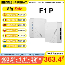 FIREBAT F1 P Mini-PC 16GB/24GB LPDDR5 5600MHz 512GB/1TB SSD AMD Ryzen 7 H 255 Win11 Pro Wi-Fi 6 BT5.2 USB4.0 Gaming Desktop Mini-Computer