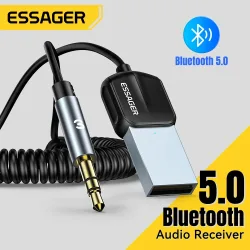 Essager USB Bluetooth 5.0 Receiver Aux Bluetooth Adapter für Auto 3,5 mm Klinke Lautsprecher Auto Freisprecheinrichtung Auto Audio Musik Sender