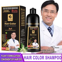 3-in-1-Sofort-Färbeshampoo, natürliche schwarze Farbe für Männer und Frauen, DIY-Haarfärbemittel, pflanzliche braune Färbepflege, 500 ml, Haarfärbe-Shampoo
