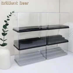3-Stufige Staubdichte Acryl-Vitrine für Figuren, Stadt-Automodelle, Sammlerstücke, Bausteine, Plexiglas-Ausstellungsbox, Spielzeug