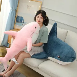 30-120CM Gaint Shark Whale Plüsch Kissen Grau Blau Rosa Shark Gefüllte Puppe Warme Umarmung Kissen Kissen Spielzeug sofa Hause Dekoration