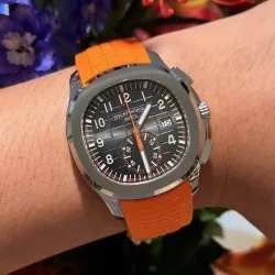 Specht & Söhne New Classic 5167 Herrenuhr, orange Farbe, Saphirglas, Kautschukarmband, Sport-Quarzuhren für Herren, 50 m wasserdicht
